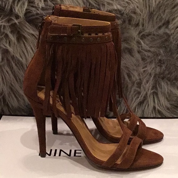 Nine West Brown Suede Fringe Sandal - Picture 3 of 8